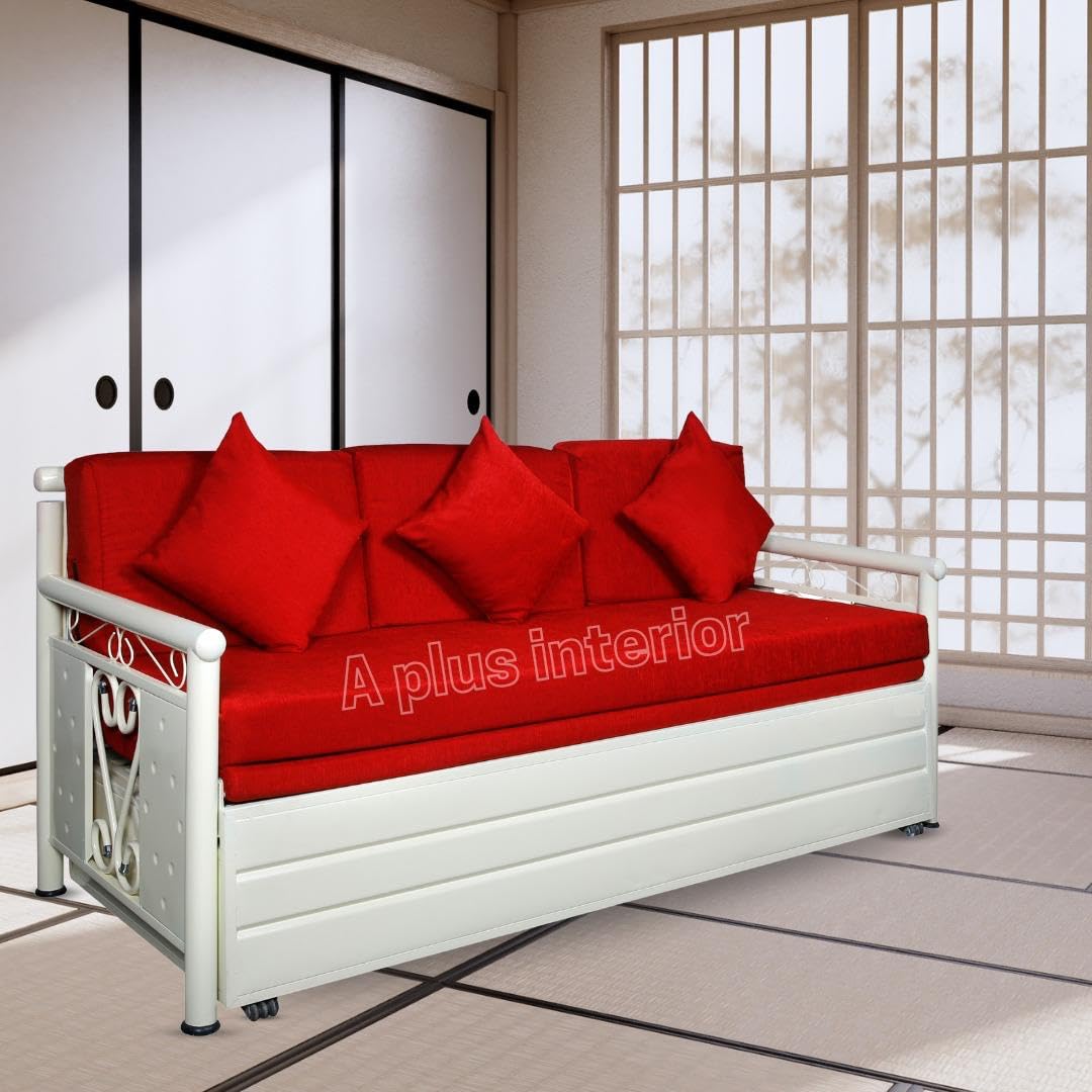 3 Seater Metal Sofa Cum Bed with Hydraulic Storage for Living Room (Black); Size: Single – 4 x 6 – APICS2003 3 Seater Metal Sofa Cum Bed with Hydraulic Storage for Living Room (Black); Size: Single – 4 x 6 – APICS2003