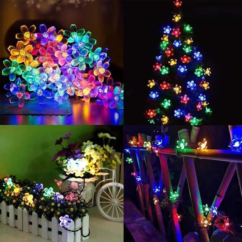 Image of One94Store Silicone Flower String Lights - 14 LED, 3 Meter Multi-Color - Decorative Fairy Lights for Indoor /Outdoor, Garden, Diwali, Christmas, Wedding, Party & Festival Decoration (Pack of 1)