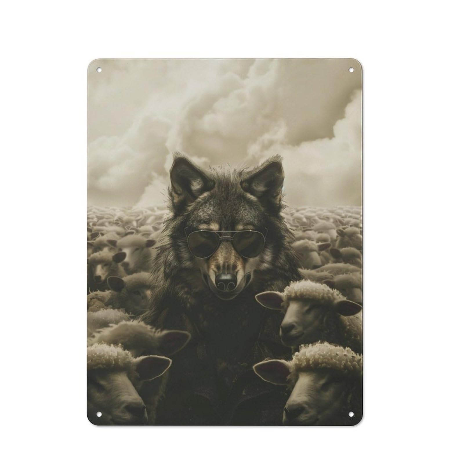 Junmoney Wolf In Disguise Sheeps Old Fashioned Decorative Tin Sign 40X30cm, Nostalgic Wall Art For Bedroom, Office, Home Bar Or Dining Room