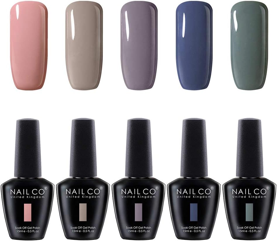 NAILCO Nail Gel Polish Lacquer-5 Pcs Soak Off Varnish Manicure Kit Set28 For DIY Make Up Accessories Art Sticker Decoration Nail Stamping Plates, Salon