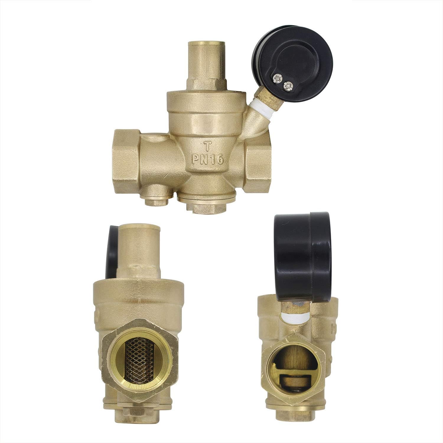 Valvola Riduzione Pressione Acqua Con Filtro - Ottone, Manometro, Regolabile 1.5-10 Bar, Per Tubazioni - Foto 11