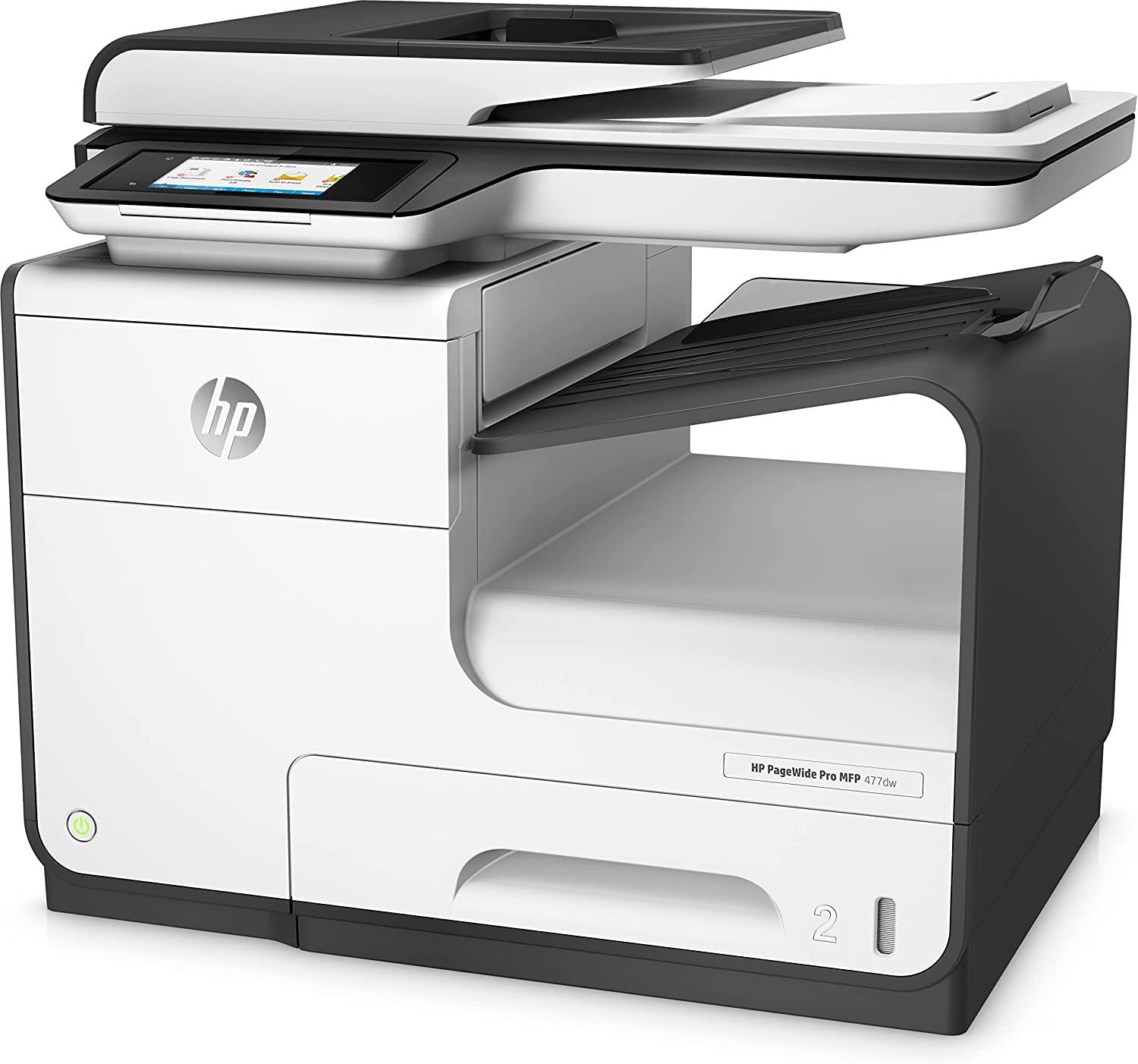 HP PageWide Pro 477dw Stampante Multifunzione A4, Stampa Fronte e Retro Automatica a Colori, 55 ppm, USB, Fax, ADF, Wi-Fi, Gigabit Ethernet, Display 10,9 cm, Bianca
