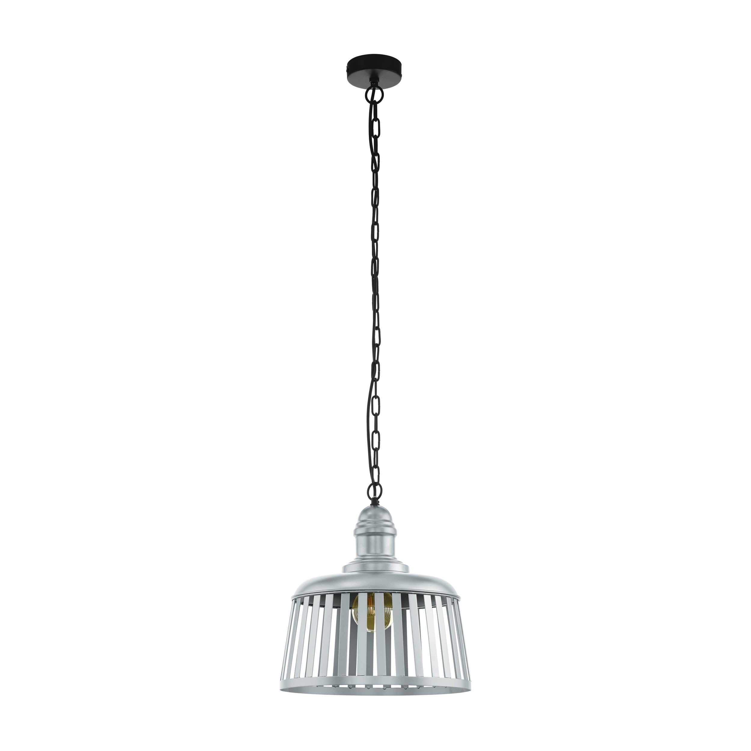 EGLO Pendelleuchte Wraxall – Hängeleuchte Im Industrial-Design, Silber/schwarz, E27, Max. 110 Cm (ohne Leuchtmittel)
