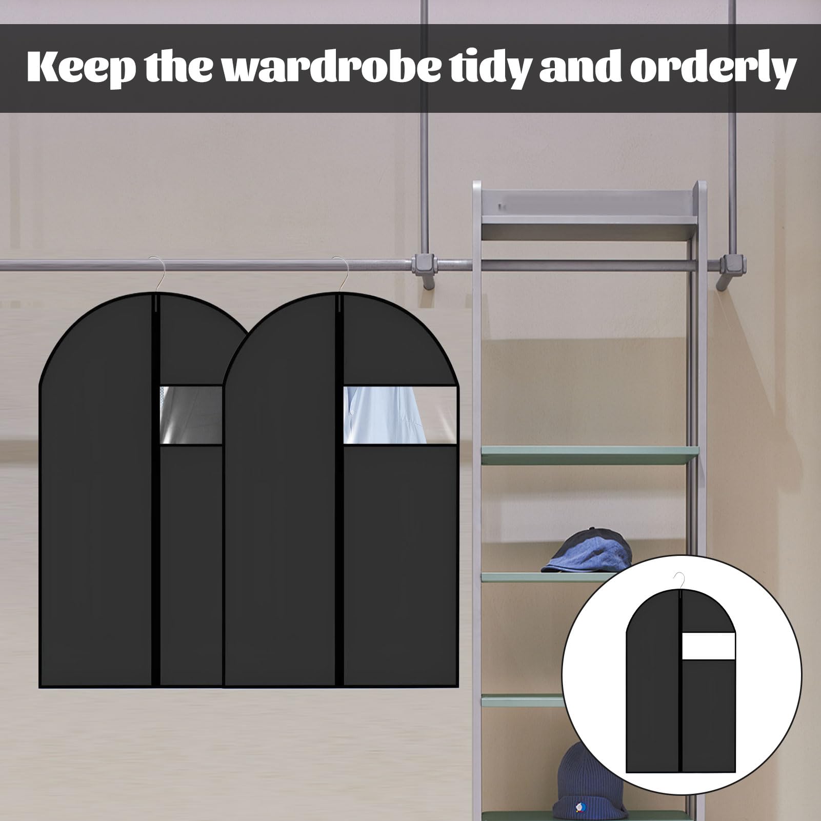 Suit Covers for Men with Zipper,2 Pcs Suit Bags for Men,Foldable and Dustproof Suit Carriers for Men,Easy to Store,Reusable Clothes covers,Suitable for Coats,Jackets,Pullovers - Image 4