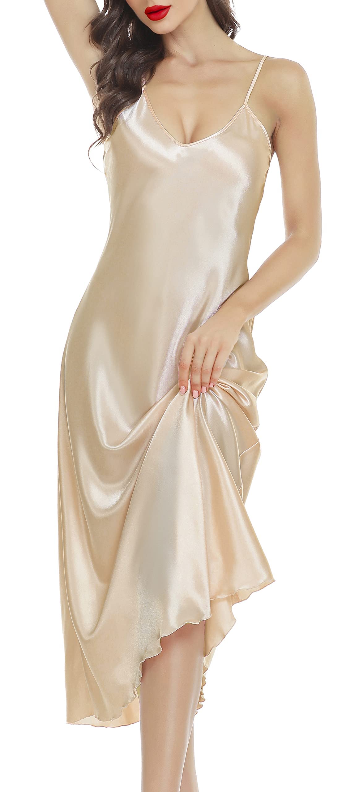 Lovasy Satin Nightgown Slip