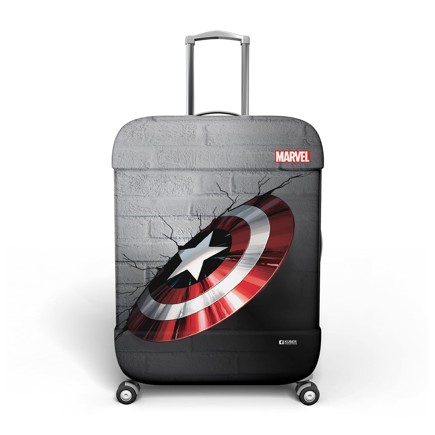 Marvel Captain America Shield Luggage Cover | Polyester Travel Suitcase Cover | Washable and Stretchable Suitcase Protector | 18-22 Inch | Small | Gray-image-45