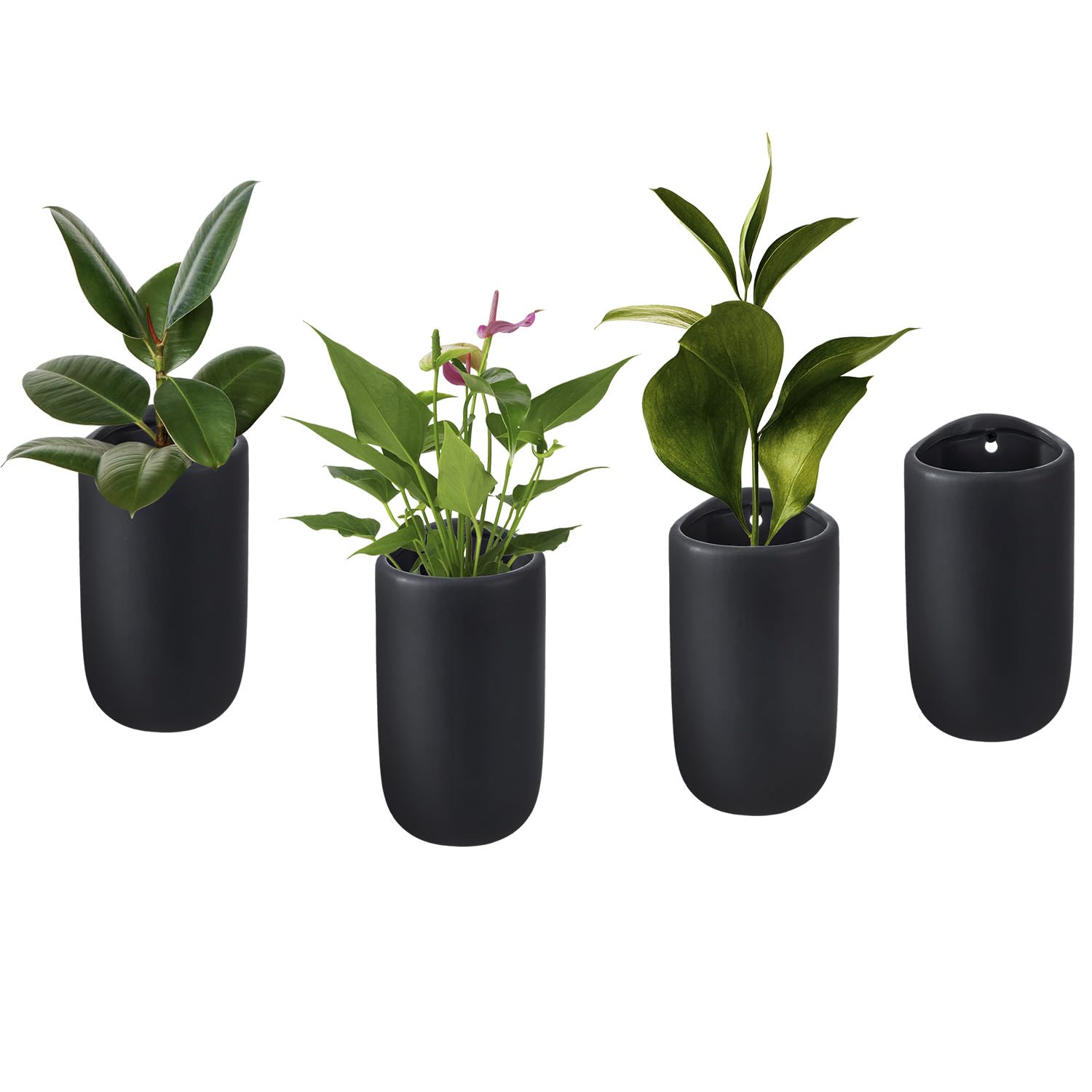 MyGift Wall Mounted Ceramic Cylindrical Plant Containers