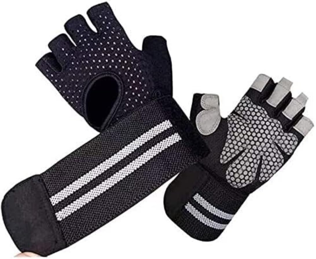 Gants de Cyclisme Gants pour Hommes Gants De Sport Fitness Entraînement Gants De Gymnastique pour Hommes Femmes Demi Doigt Gant Velo (Color : Black, Size : Large)