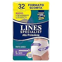Lines Specialist Pants Maxi Unisex, Mutande Assorbenti per Incontinenza Donna e Uomo