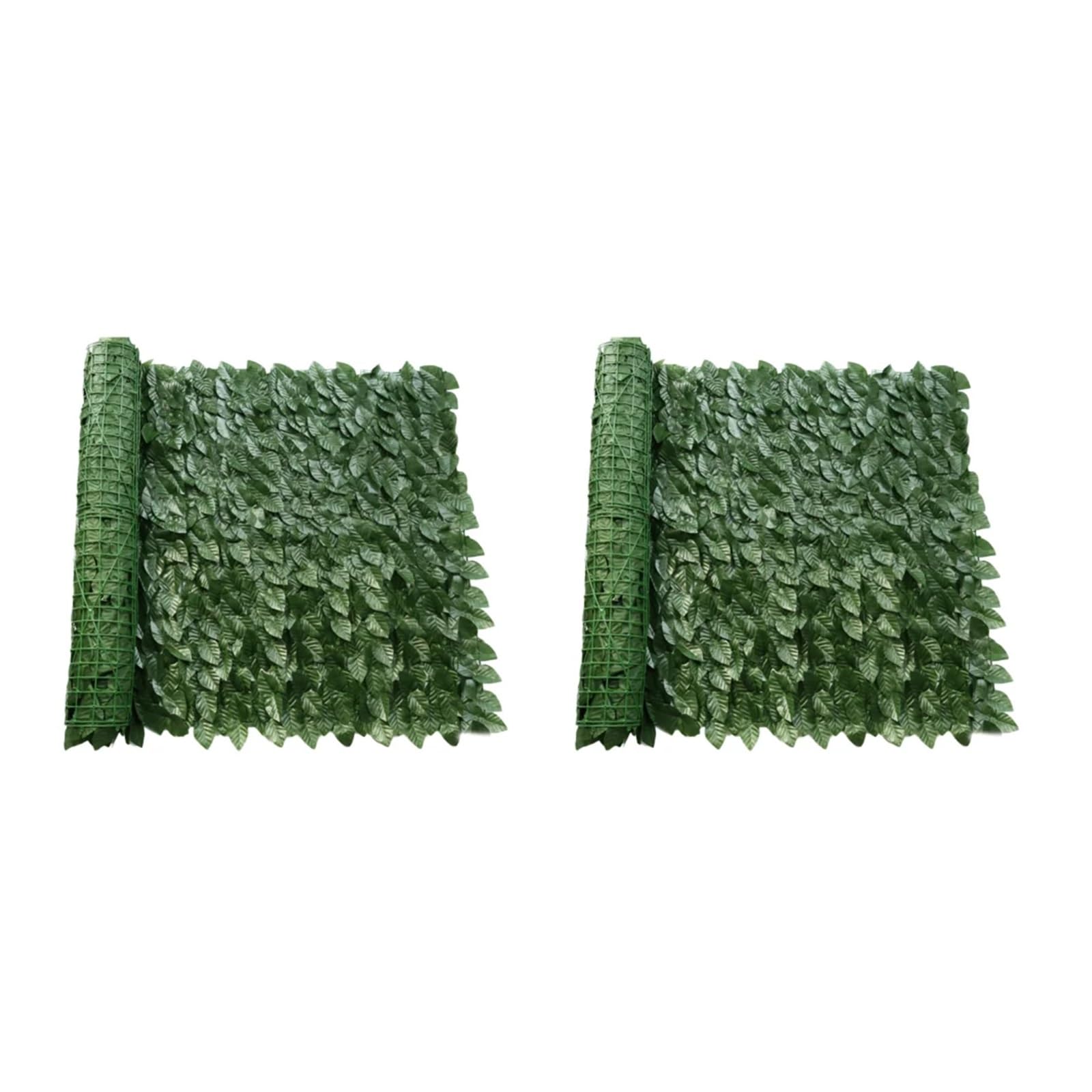 Dunsby 2 Pcs Garden Screening Leaf Fence Panels Plastic Artificial Hedges Wall Screen Stitchable Greenery Multifunctional Garden Home Decor(2 Pcs)