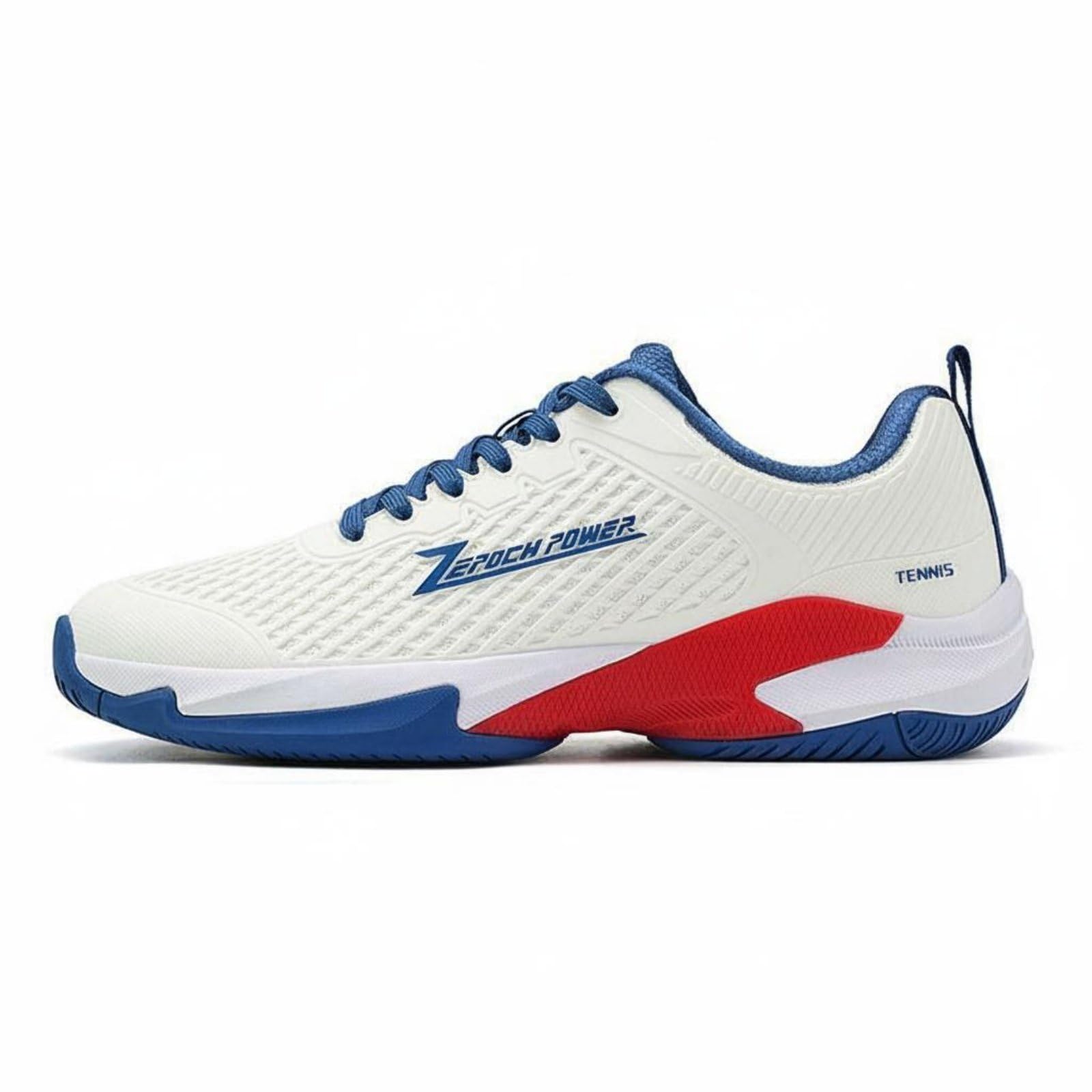ATORSE Wear-Resistant Pickleball Shoes Long-Lasting Outsole Pickleball Sneakers Shock Absorbing Non-Slip Court Sneakers Stable Support for Men, Women, Athletes, Competition, Training, White Blue, 40-picture-18