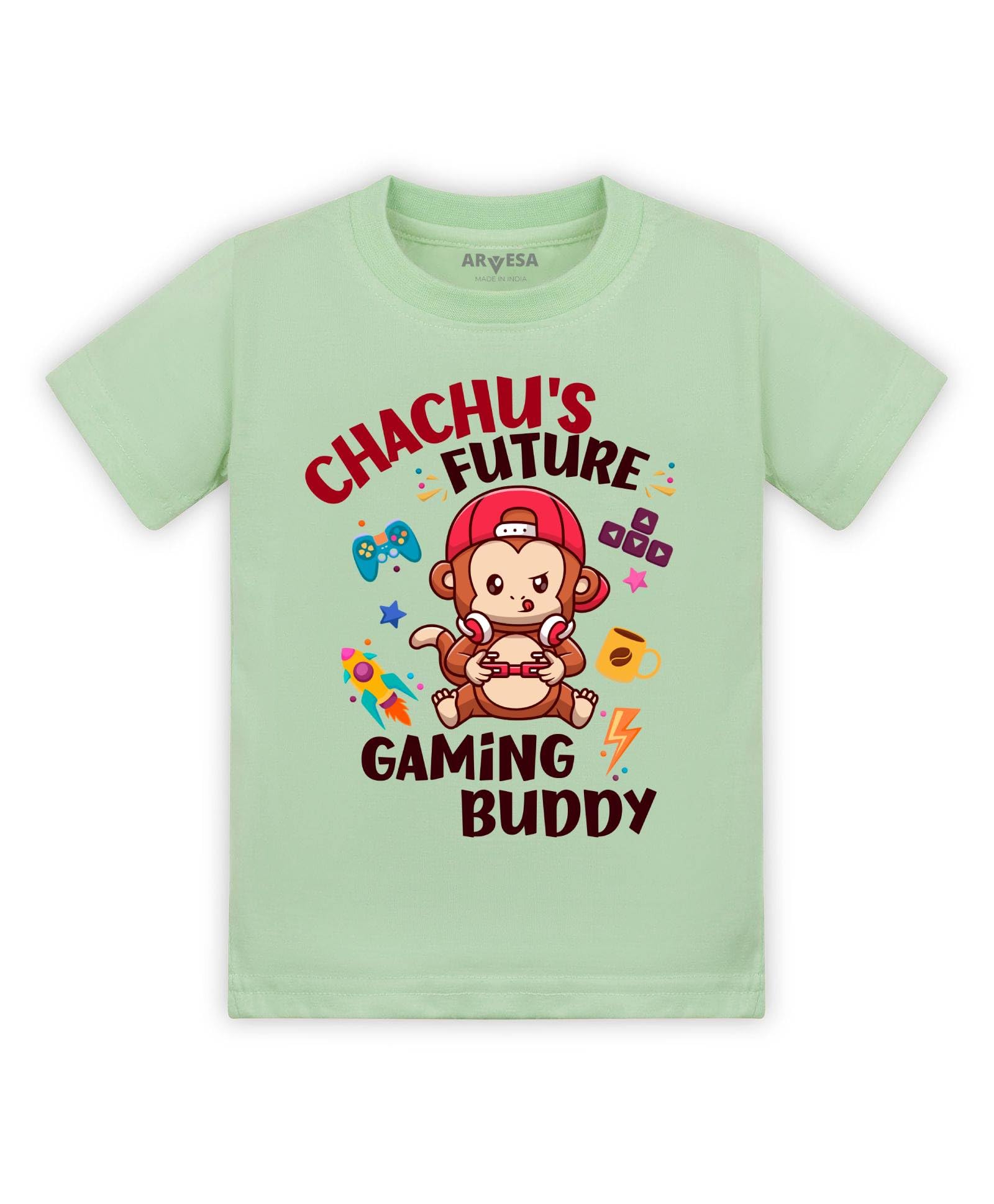arvesa baby t shirt chachu theme for baby boy and baby girl cotton 0–12 months design no 1159 - chachu future gaming buddy