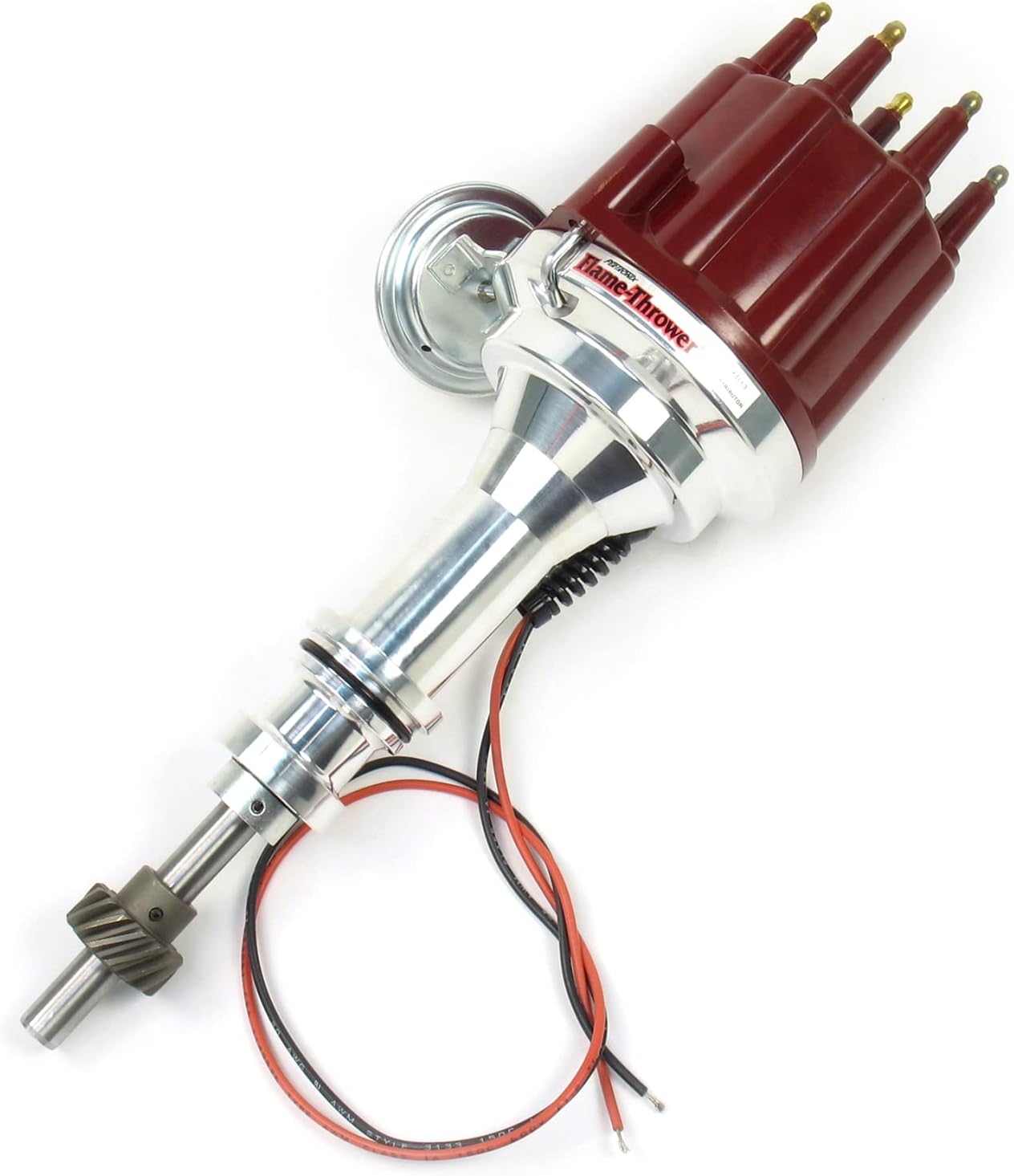Pertronix D7130711 Flame-Thrower Vacuum Advance Red Male Cap Billet Electronic Distributor with Ignitor III Technology for Ford Small Block