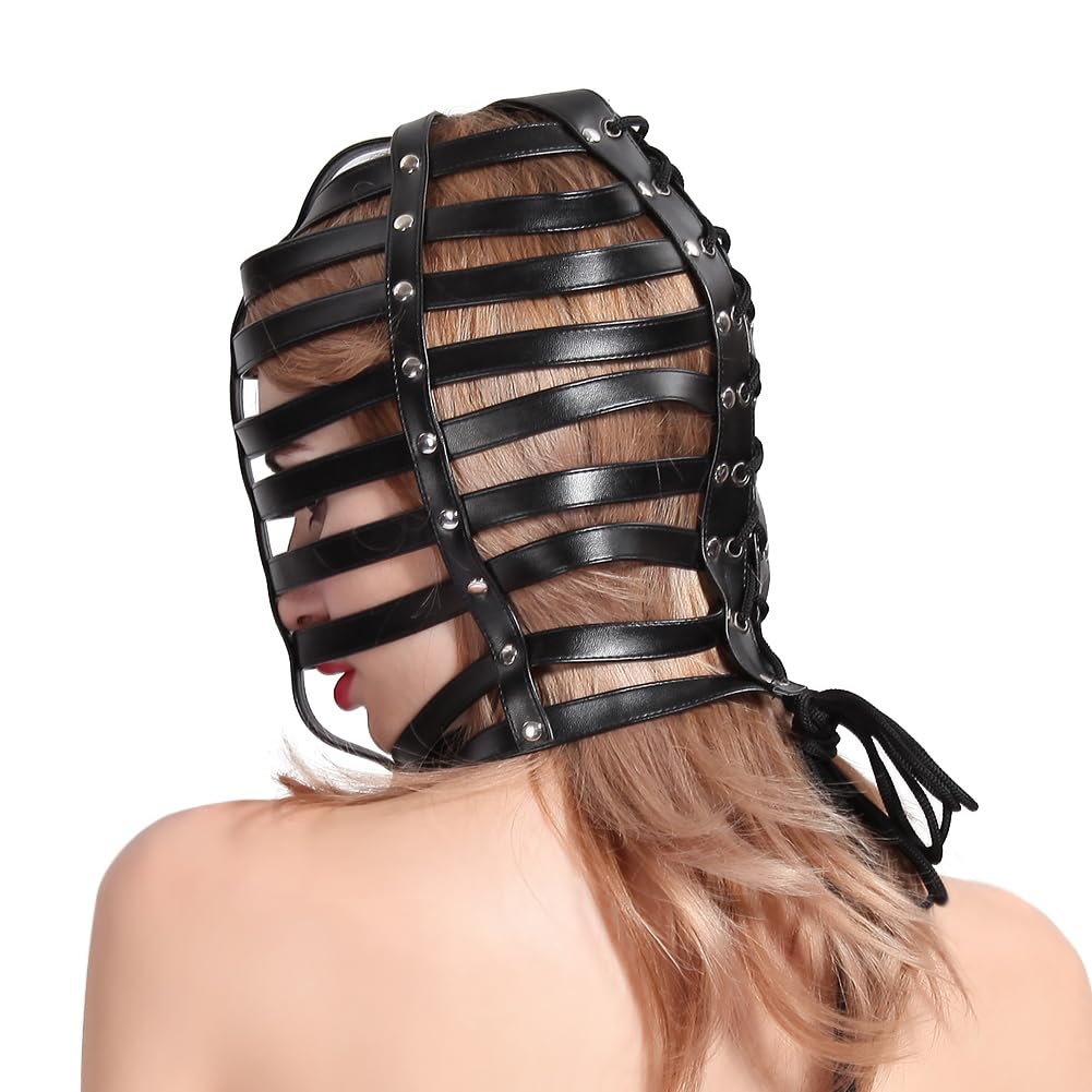 SXOVO Capucha BDSM Mascara de SM Transpirable Mascara Sexy para Esclava Fetiche Cosplay Bondage BDSM Juguetes Eróticos para Pareja Sexuales