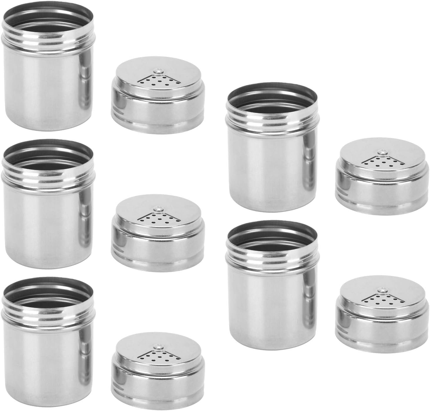 Olla for condimentos, 10 unidades de coctelera for condimentos, azucarera, botella de condimento de acero inoxidable, salero, pimentero, latas de condimento con tapa giratoria