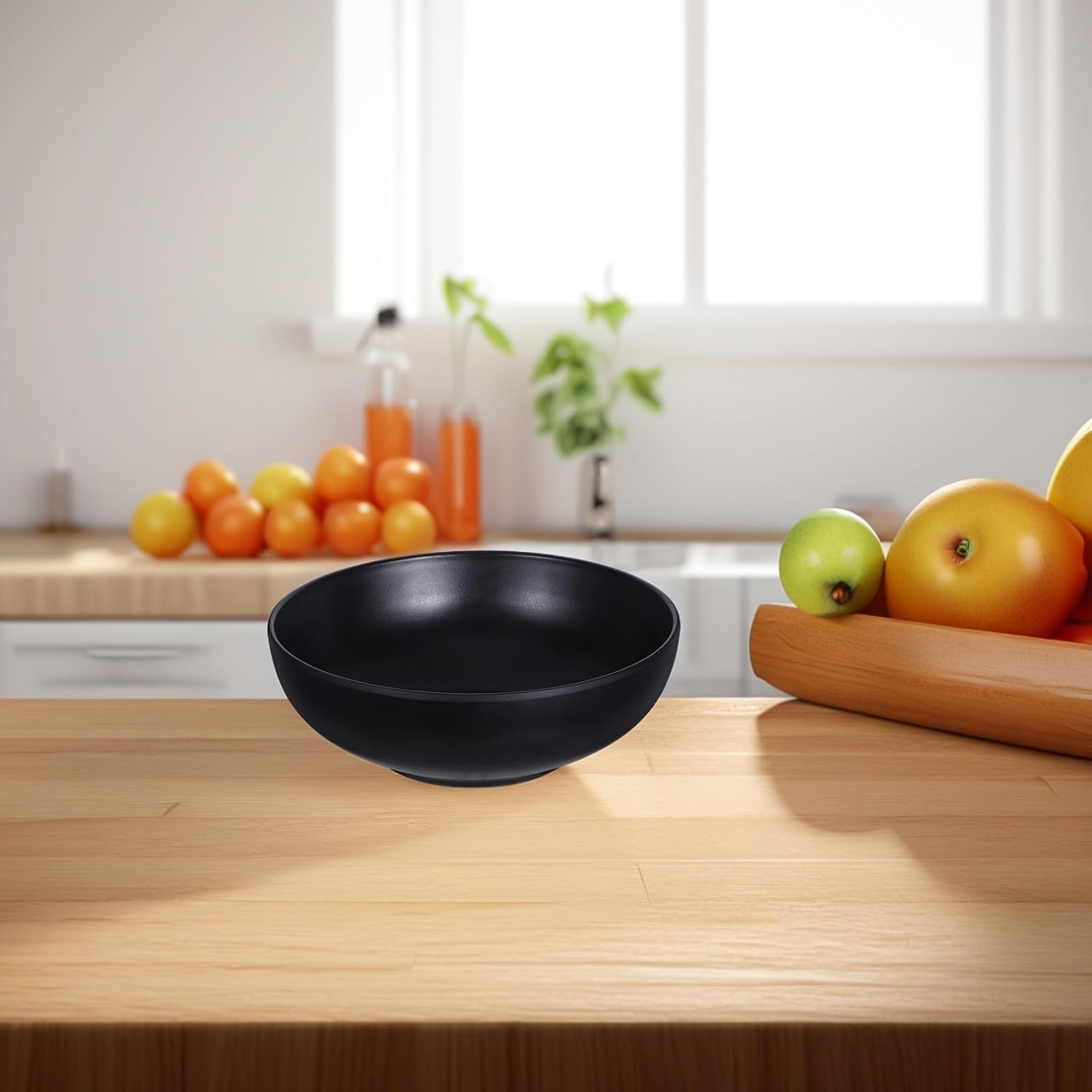 COLLBATH A5 Black Melamine Asian-inspired Ramen Bowl for Home Use
