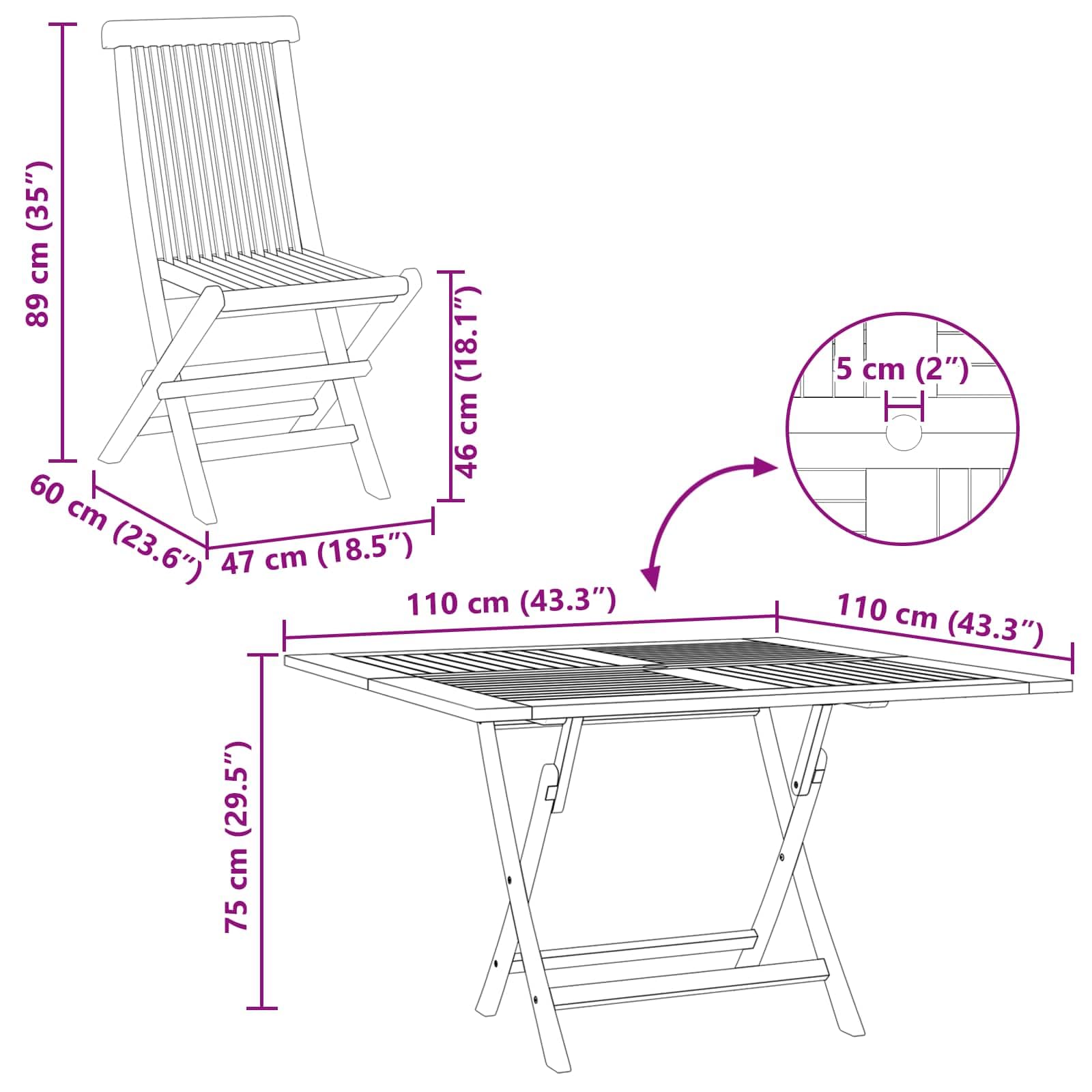 vidaXL Set Bistro da Giardino 3 pz Naturale Legno di teak solido