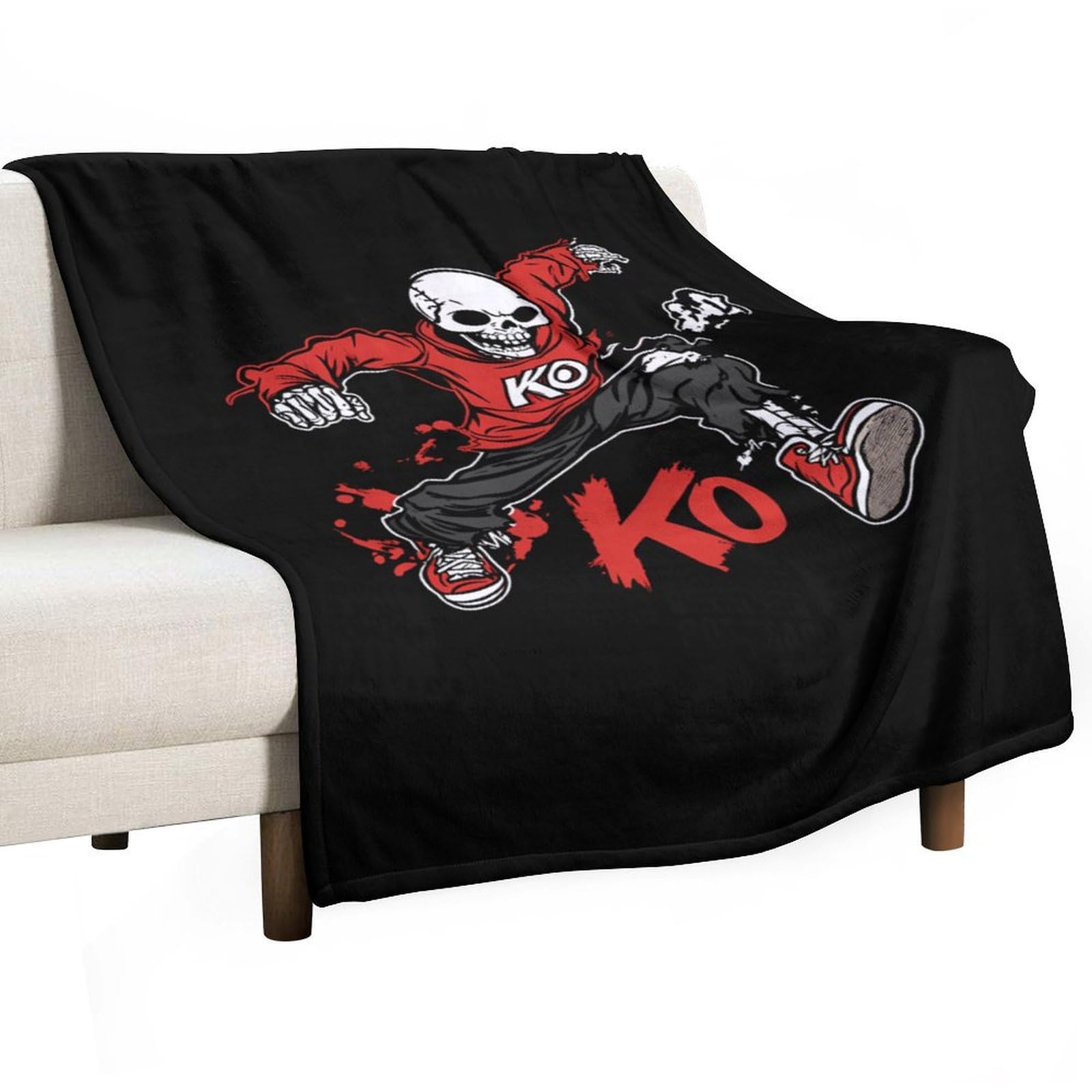 CGSBNGHA Kung Fu Skull Flannel Fleece Blanket Lightweight Soft Throw Blankets for Sofa Couch Bed Chair