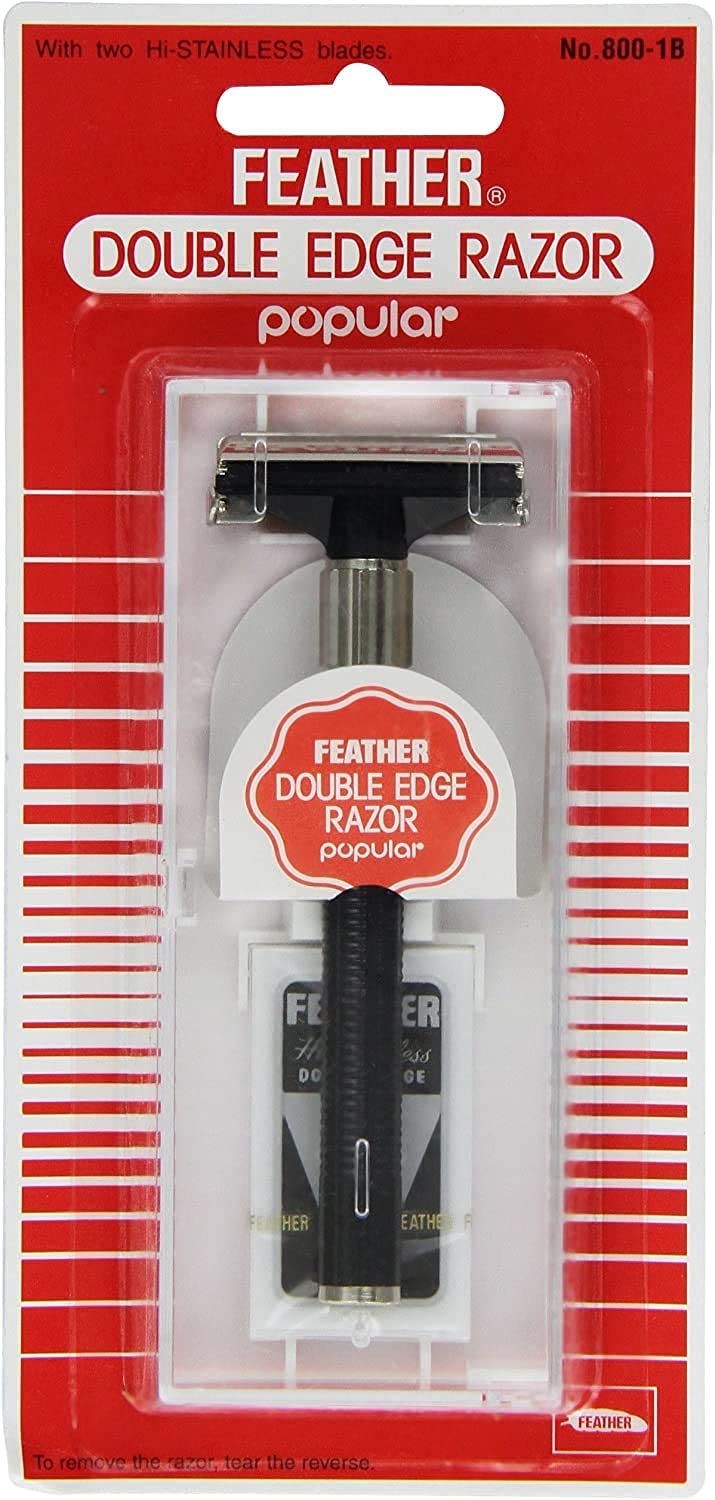 NEW MADE IN JAPAN FEATHER DOUBLE EDGE RAZOR POPULAR WITH 2 FEATHER BLADES