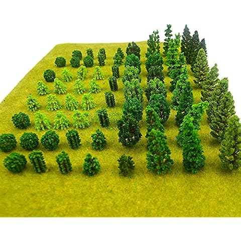 70pcs Mini Model Trees Model Train Scenery Mixed Miniature Trees Artificial Wargame Trees Model Railroad Scenery Diorama Supplies Scenery Landscape Cover
