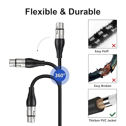 Miniatura 5 de EBXYA DMX XLR - Cable divisor en Y de 3 pines a RJ45, RJ45 a doble XLR macho y doble hembra para escenario y estudio de grabación, 1 par (3 pies)