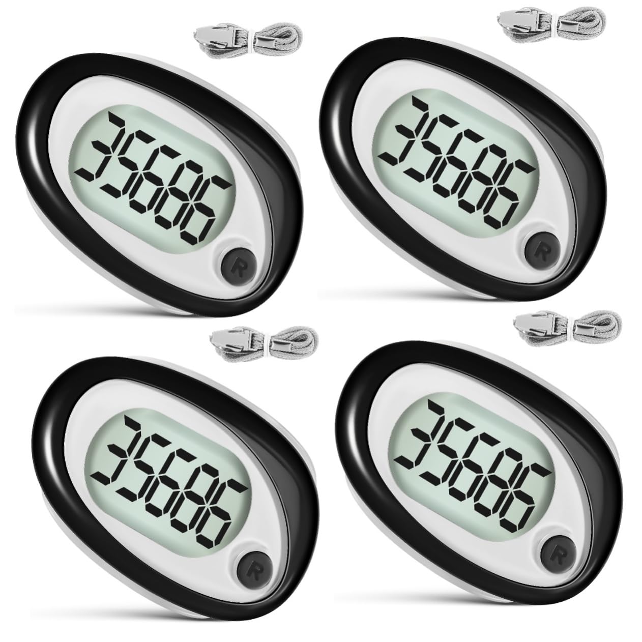 ibasenice Pedometro Per Contapassi Elettronico Pedometri Sportivi Jogging 3d Chiave Cordino Fare Un Passo Clip Contatore Passagnello Accurato Black Plastica