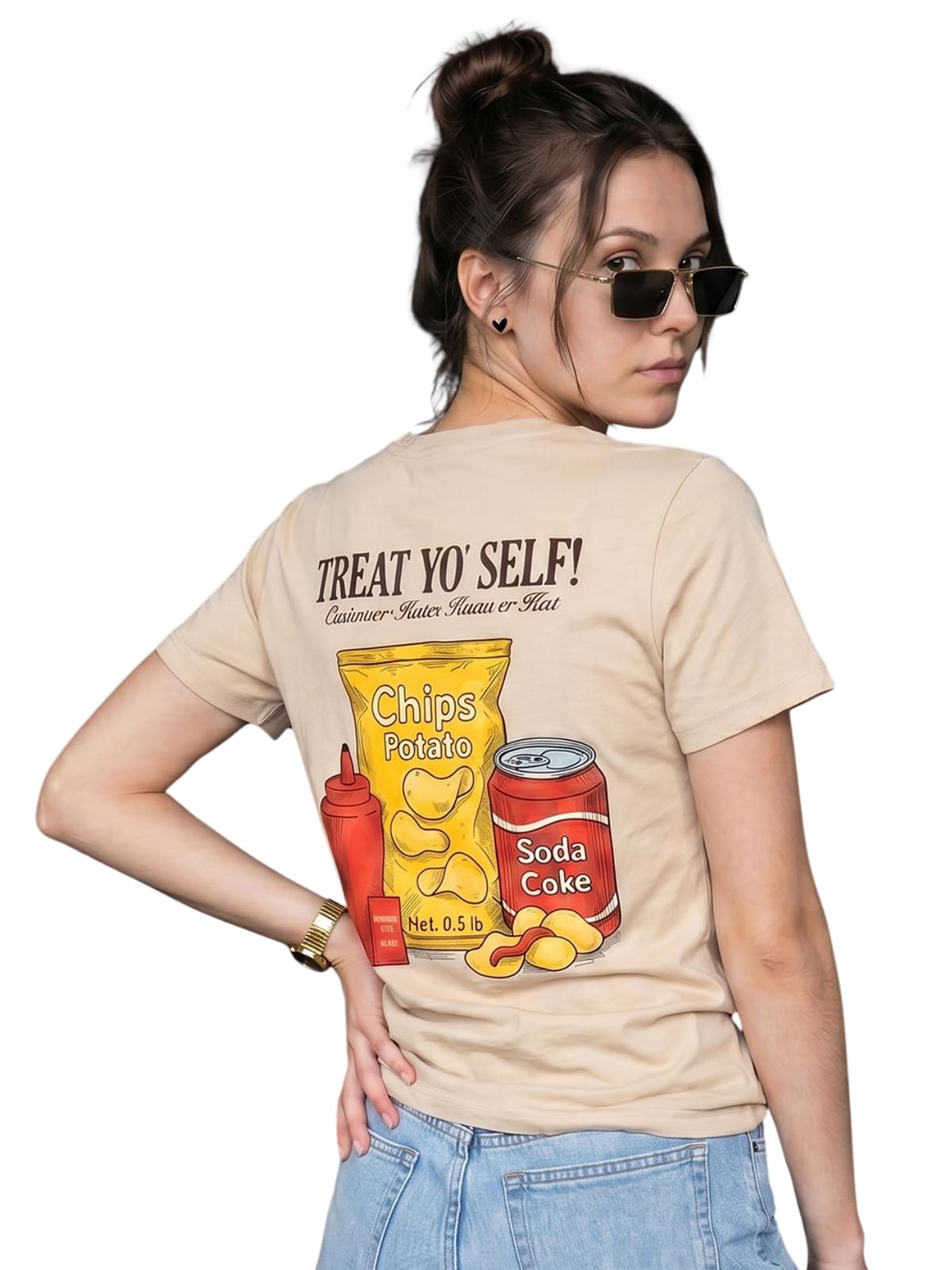 JUNEBERRY® Camiseta de mujer de corte regular estampado de algodón puro, suave, transpirable, informal, cuello redondo, elegante para todos los días (tallas S a 2XL)