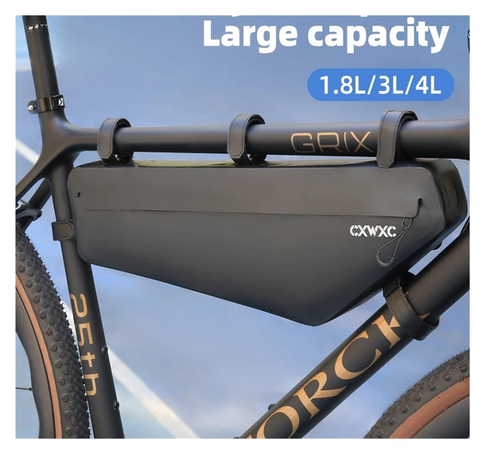 Borsa con telaio triangolare for bicicletta completamente impermeabile da 1,8 L/3 L/4 L