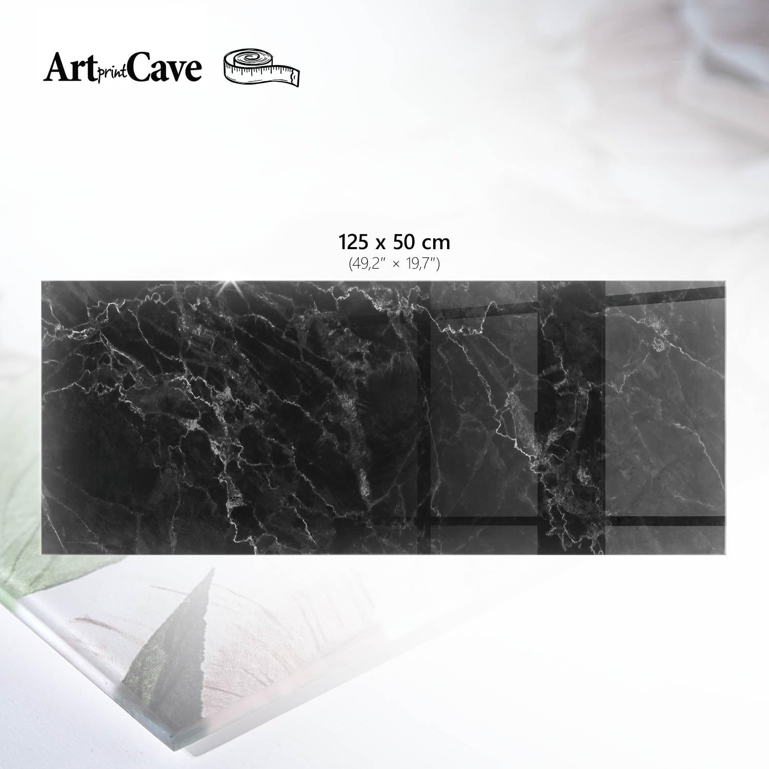 Placa de Cristal 125x50 cm | Rectangular | Bordes Pulidos | Textura de mármol | Pies Antideslizantes | para la Cocina y Salón | Vetro Temperato | con Impresión Decorativa