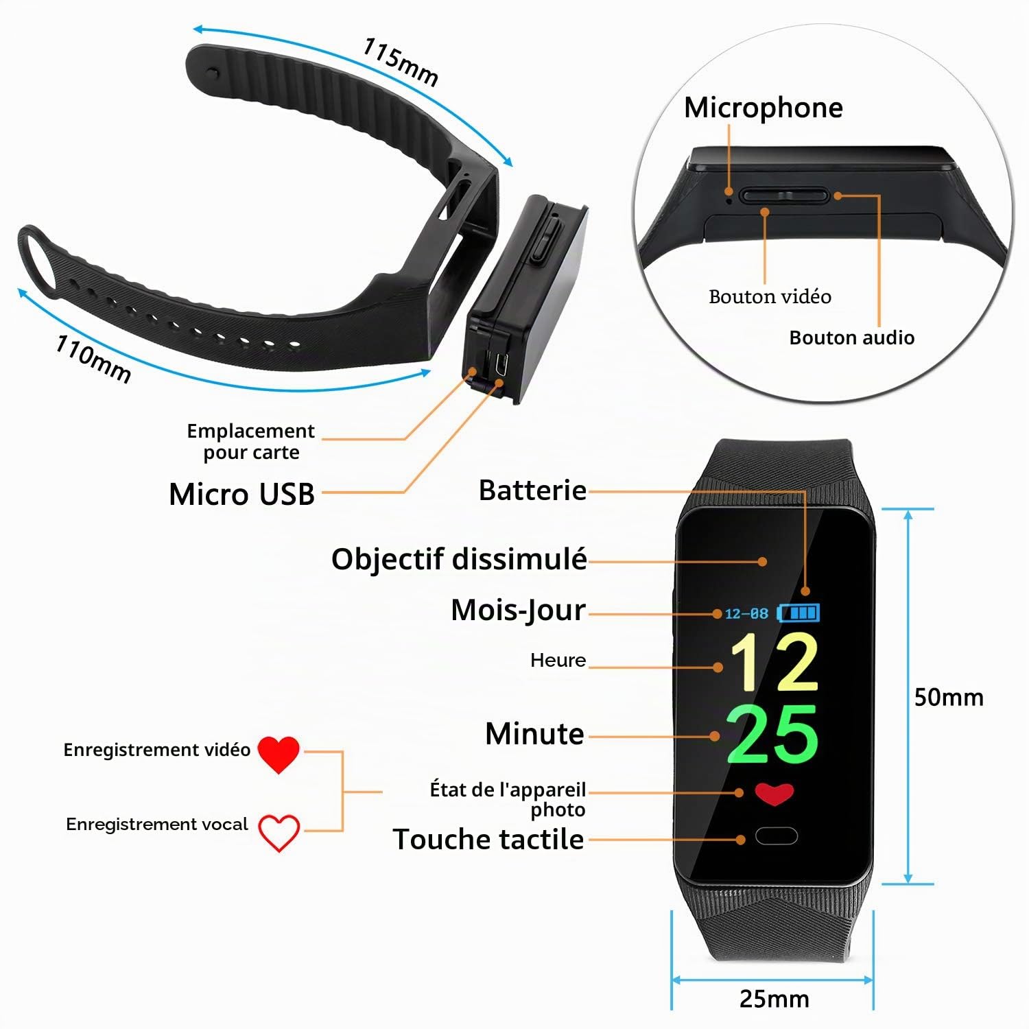 Caméra Espion 1080P HD Mini Cachée Sans Fil - Surveillance Pour Maison/Enfants Longue Durée