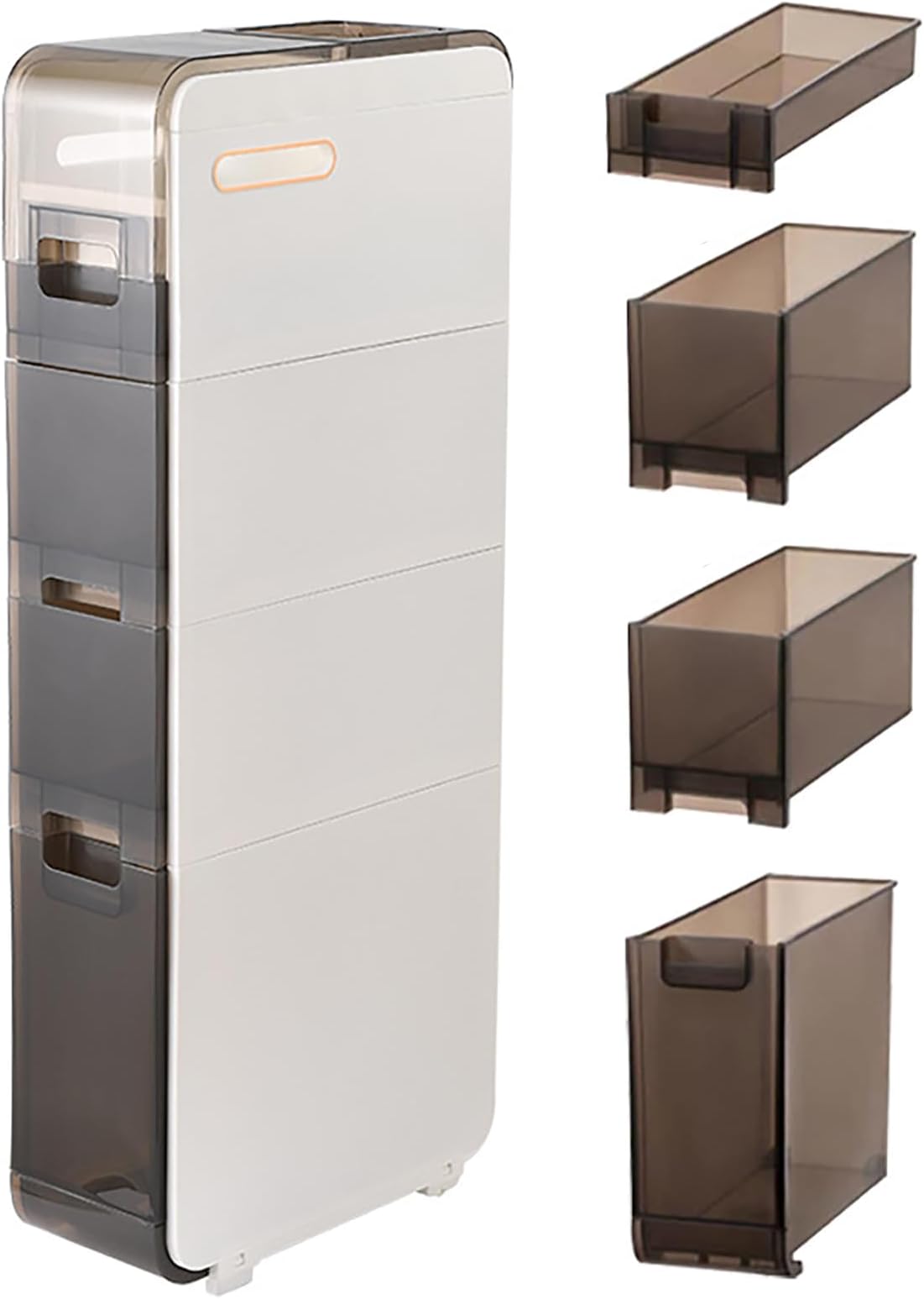 Amazon.com: Bathroom Floor Storage Cabinet with Clear Drawers and Casters, 7″ Plastic Narrow ...
