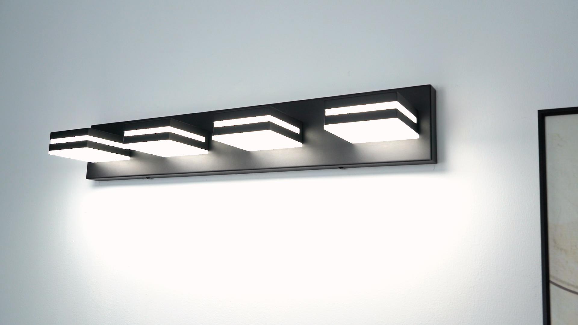 Image of Modern LED Small Black Acrylic Bathroom Lights Fixtures 5-Light