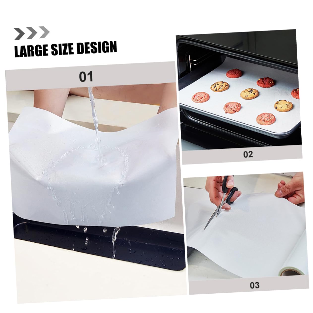 COLLBATH Silikon Backmatte aus Rolle Wiederverwendbar und Rutschfest Extra Weit zum Backen für Heißluftfritteusen Geeignet Weißes Silikonmaterial