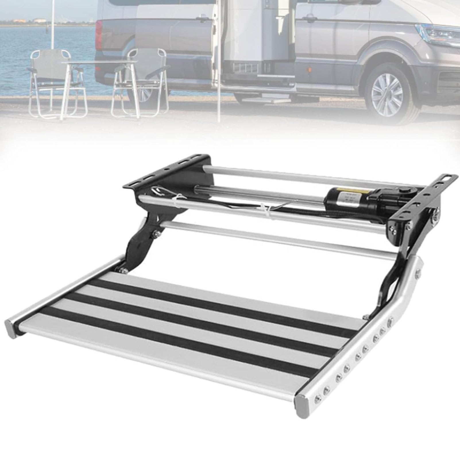 Escalier électrique rétractable : sécurisez l'accès antidérapant de votre caravane en 24V