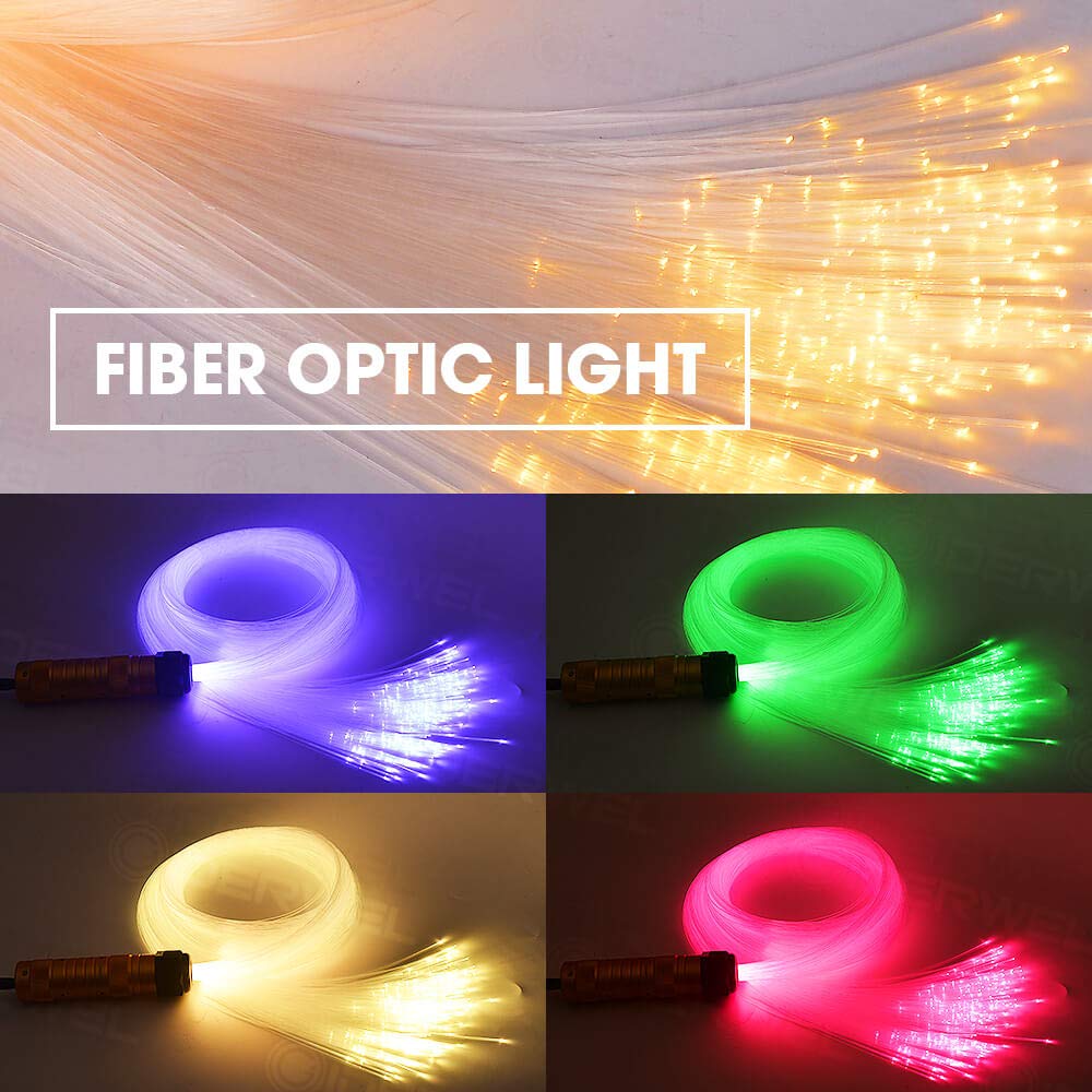 Sternenhimmel Glasfaser Licht für Auto,300pcs,2m,0,75mm Glasfaserkabel Star Deckenleuchten Kit,Bluetooth APP/RF Fernbedienung RGBW Fiber Optic Light Musiksynchronisation,Timing und Farbwechsel