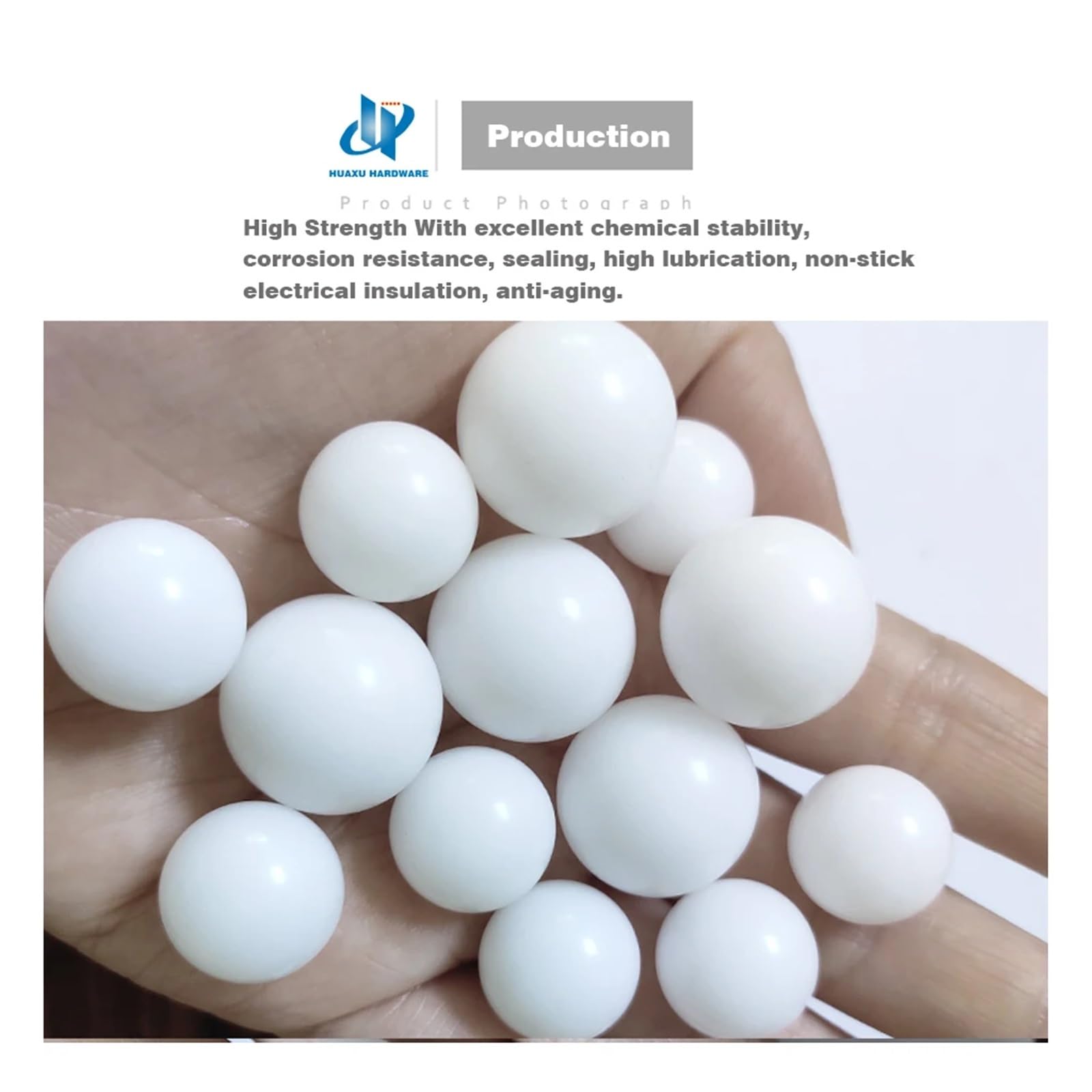 ZHGUIMING Palline di plastica PTFE Perle di plastica solida PTFE 2/4/8/10/18/25mm resistenti ad alte e basse temperature(5Pcs,12mm)