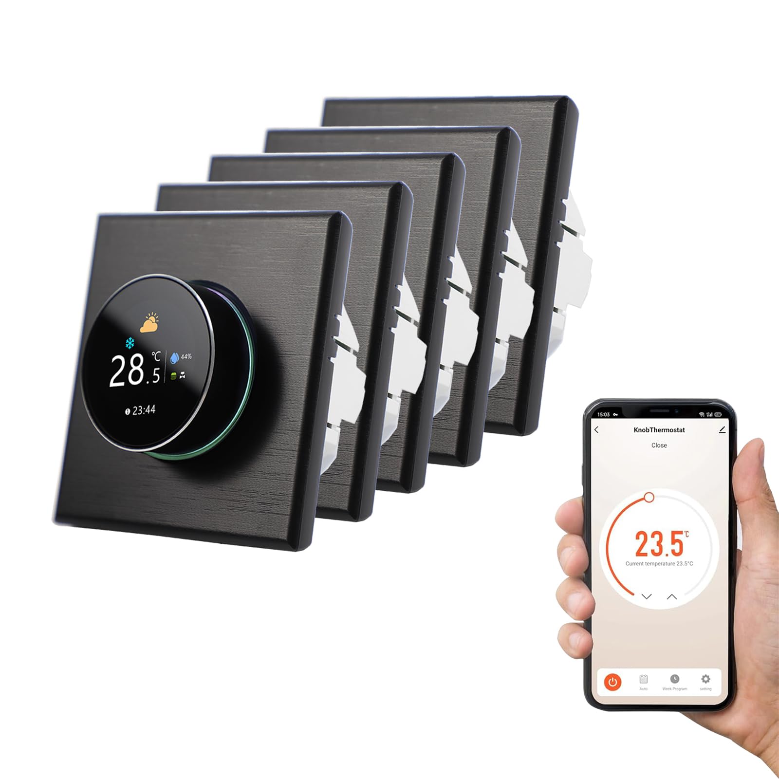 Smart Knob Farbthermostat Klimaanlage mit 2-Rohr, Sprachsteuerung, funktioniert mit Alexa Google Home, Smart Life App Control