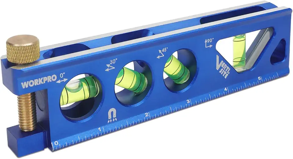 WORKPRO Torpedo Level, Magnetic, Verti. Site 4 Vial for Conduit Bending, Aluminum Alloy Construction, 6-1/2 inch