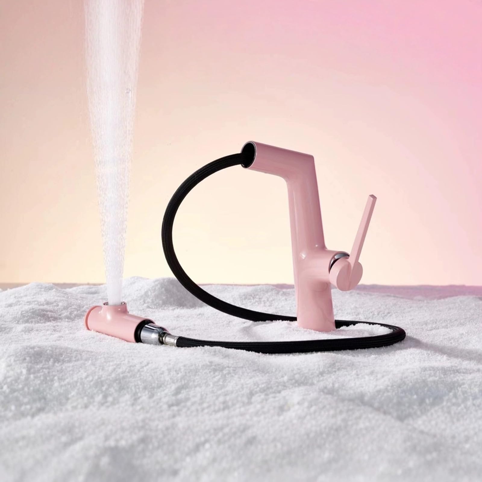 Rubinetto da Bagno Rubinetto per Lavabo con Doccetta Estraibile A 3 Modalità Monoforo Rosa