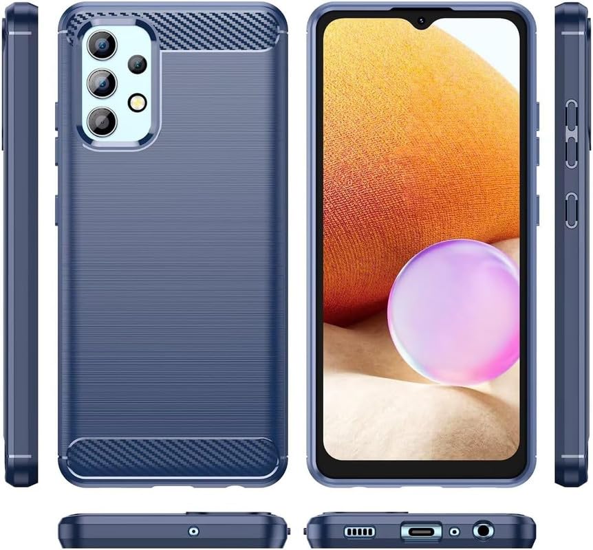 Image of NPRC Hybrid Ultra Slim Protective Case TPU Non-Slip Carbon Fiber Texture Shockproof Case Cover for Samsung Galaxy M32 5g - Blue