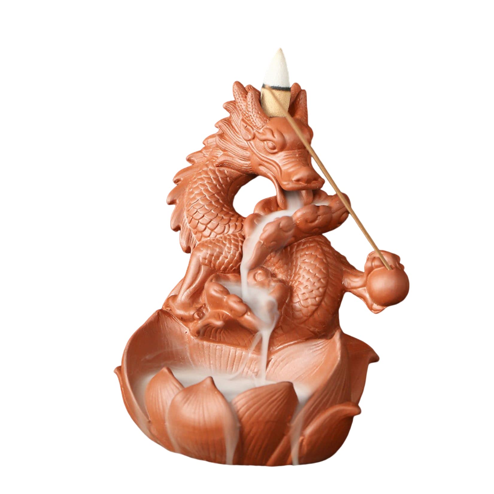 Keramik Wasserfall Räucherstäbchen, Backflow Räucherstäbchen, Räucherstäbchen Halter, Drachen Räucherstäbchen, Räucherstäbchen Sitz Mit 20 Backflow Räucherkegel+30 Räucherstäbchen,Braun