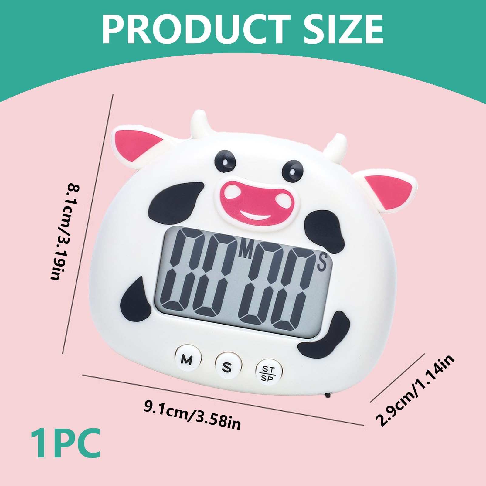 Cute Dairy Cow Kitchen Timer, Digital Countdown Stopwatch Clock ...
