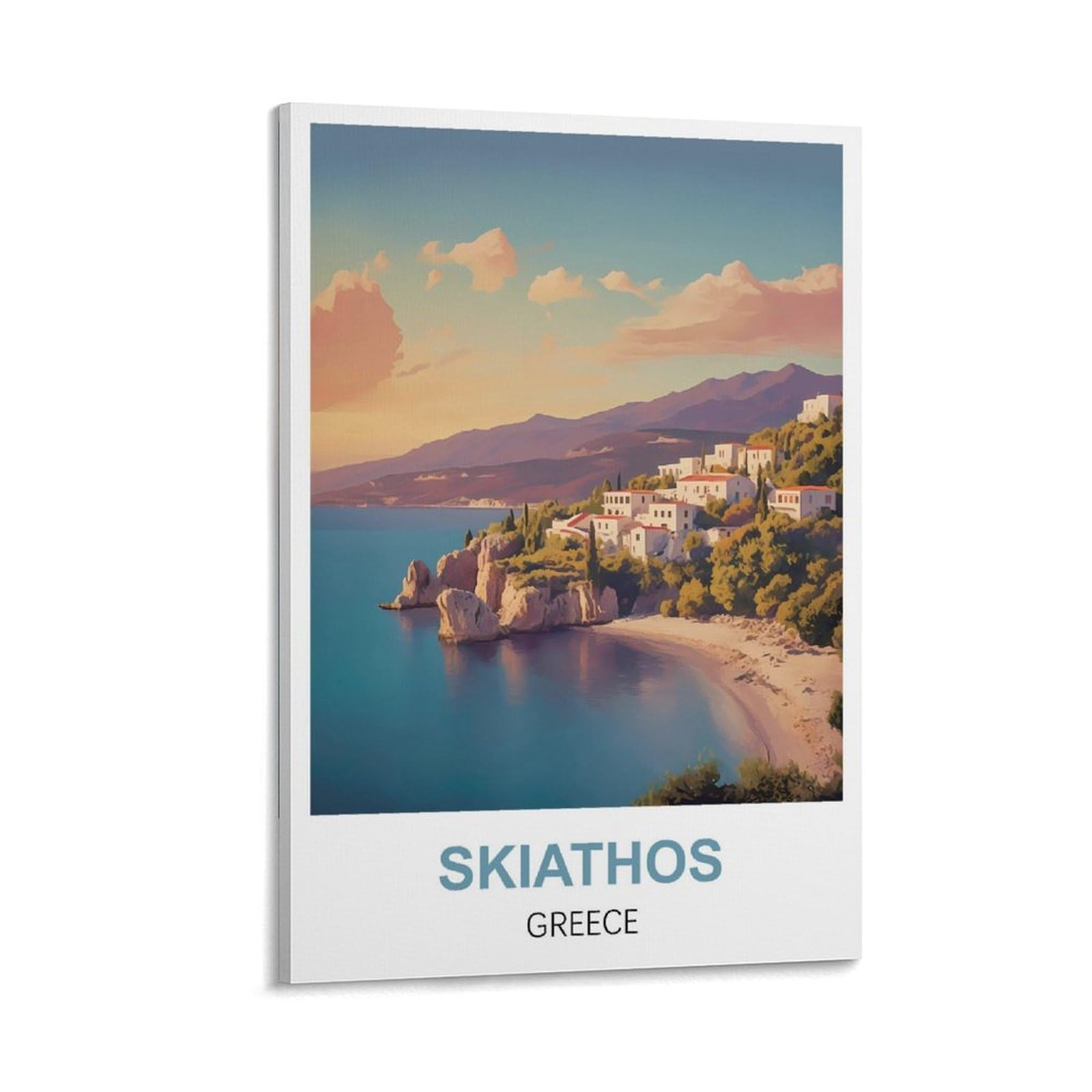 Ctzikww Frame-Style Skiathos Greece Vintage Travel Poster 08X12inch(20X30cm) Canvas Art Prints Picture Wall Art Painting