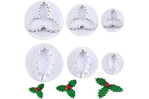 6Pcs Christmas Holly Leaf Plunger Cutters