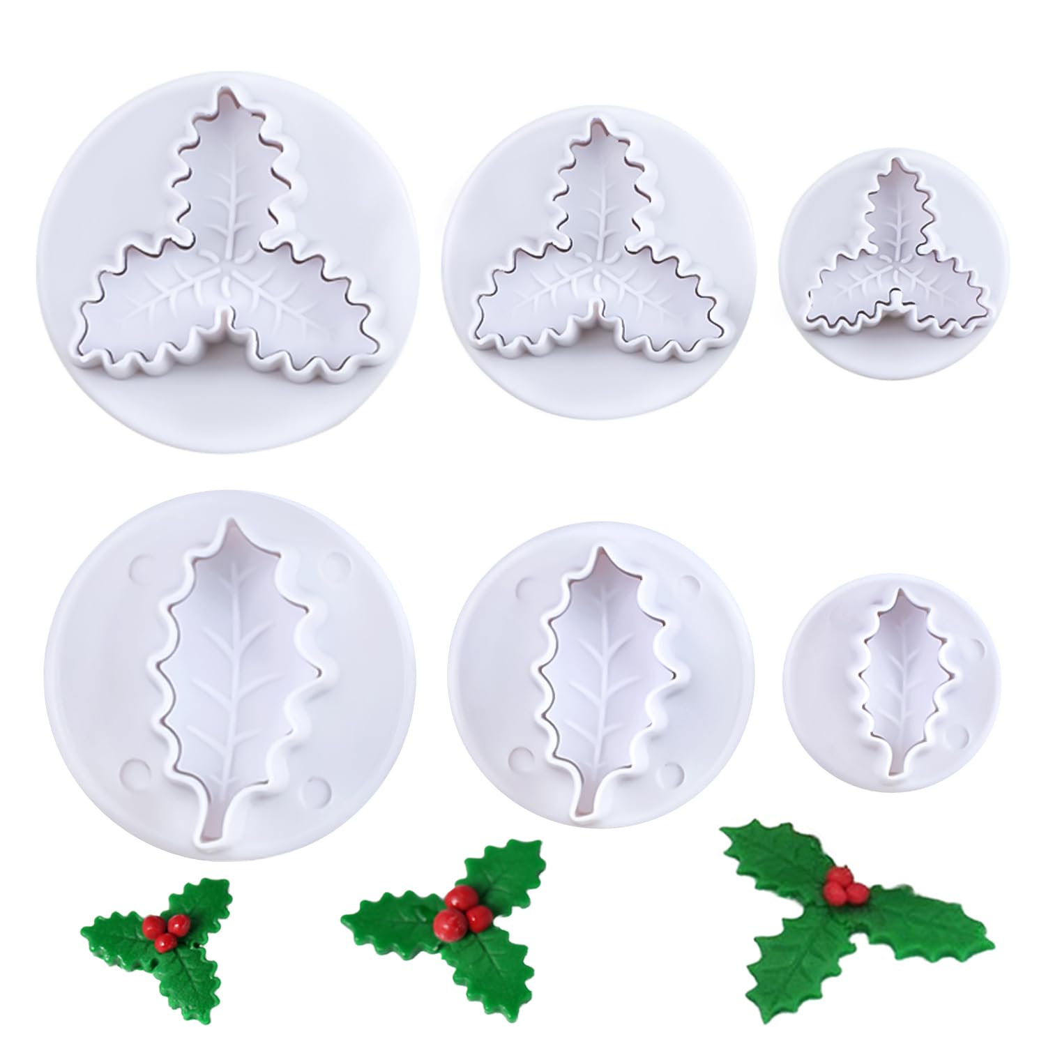 Ausstechformen für Weihnachten, Stechpalmenblätter, für Kuchen, Cupcakes, Zuckerguss, Dekoration, 6 Stück