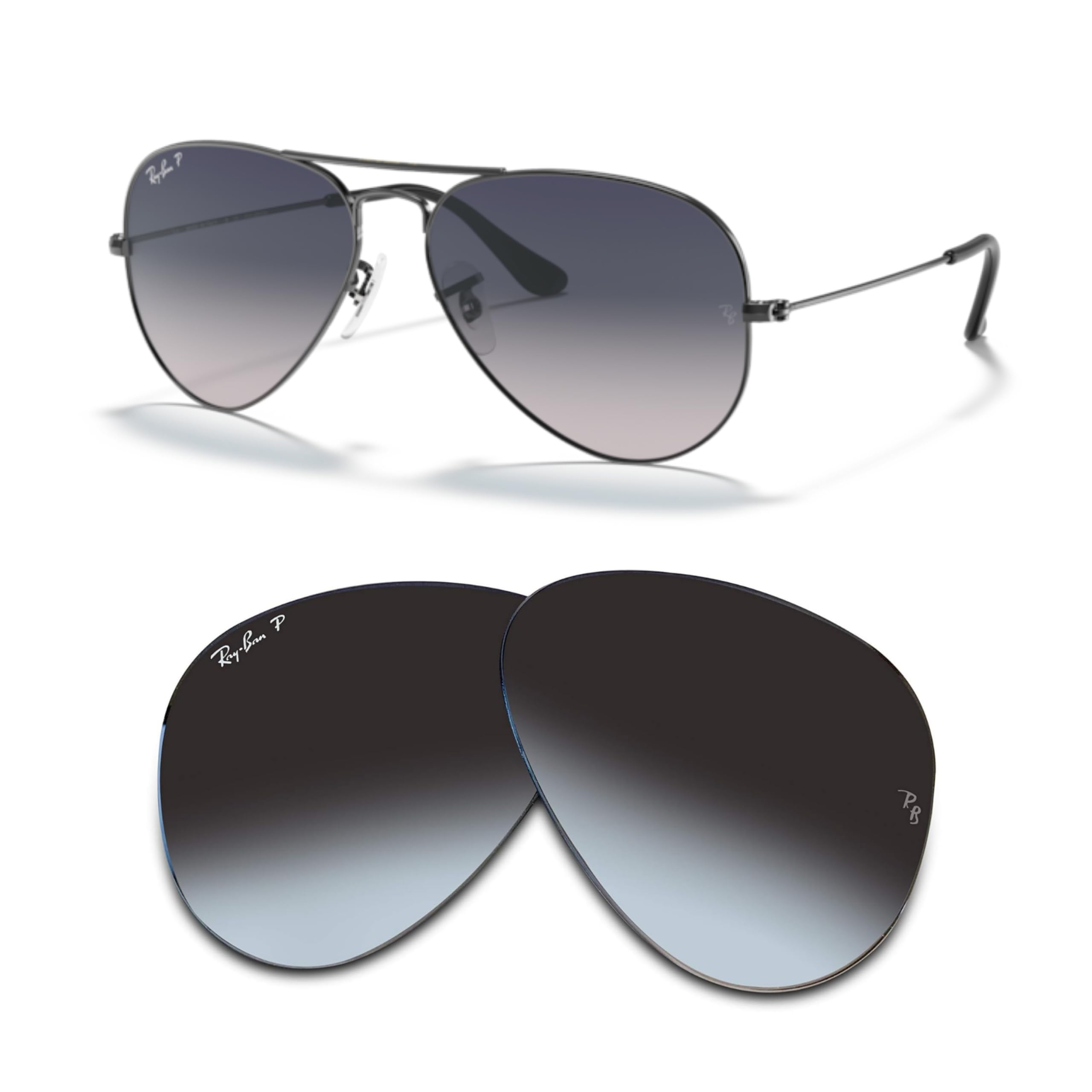 Ray-Ban Original AVIATOR LARGE METAL RB3025 Replacement Lenses +BUNDLE with ACCESSORY EYEWEAR KIT