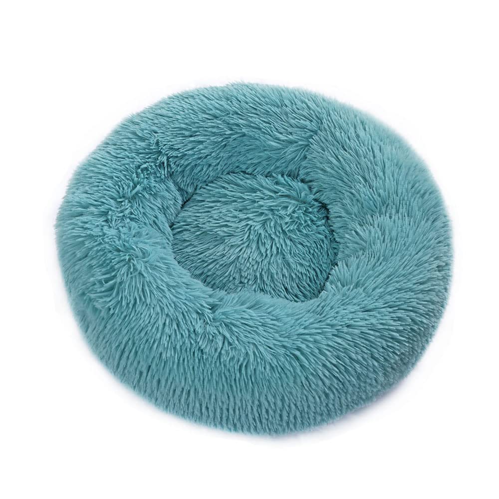 Chickwin Dog Cat Donut Bed, Fluffy Plush Puppy Kitten Cuddler Round Bed, Warm and Soft Pet Cosy with Non-Slip Bottom (Lake blue,90cm)