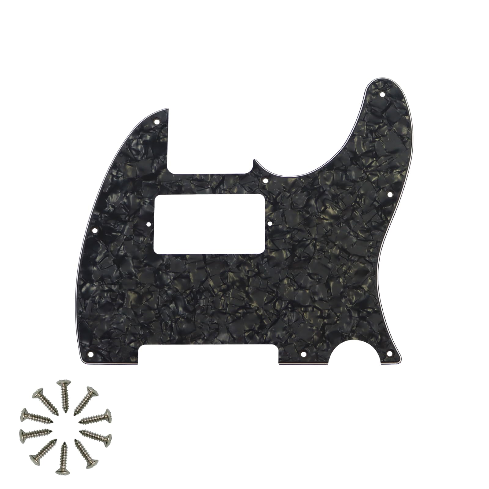 8-Hole HH Tele Pickguard for Fender Telecaster, Black Pearl 4Ply