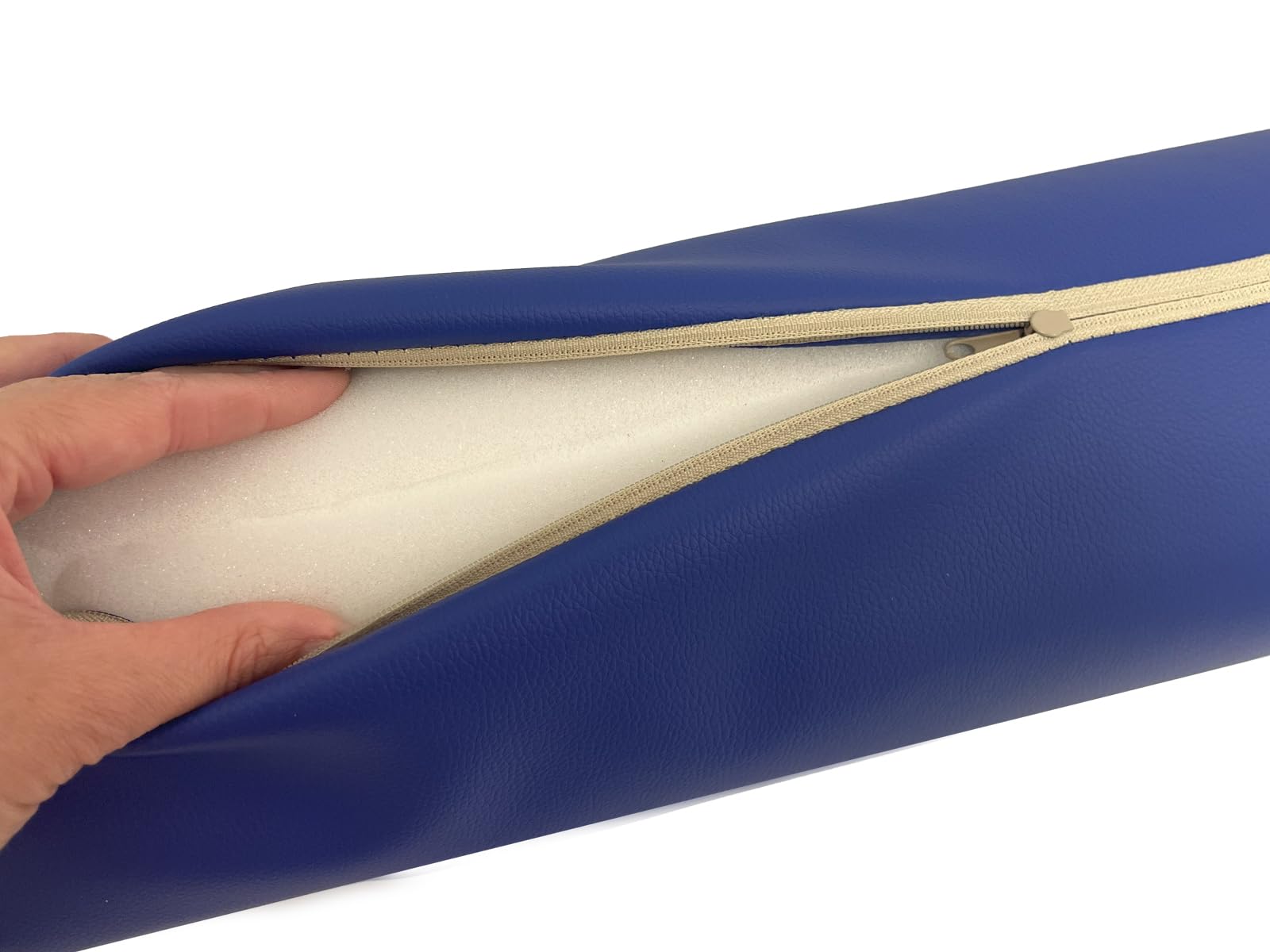 QUIRUMED Cuscino a rullo QUIRUMED, 55 x 15 cm, blu, similpelle, imbottitura in gommapiuma, per yoga, fitness, massaggio