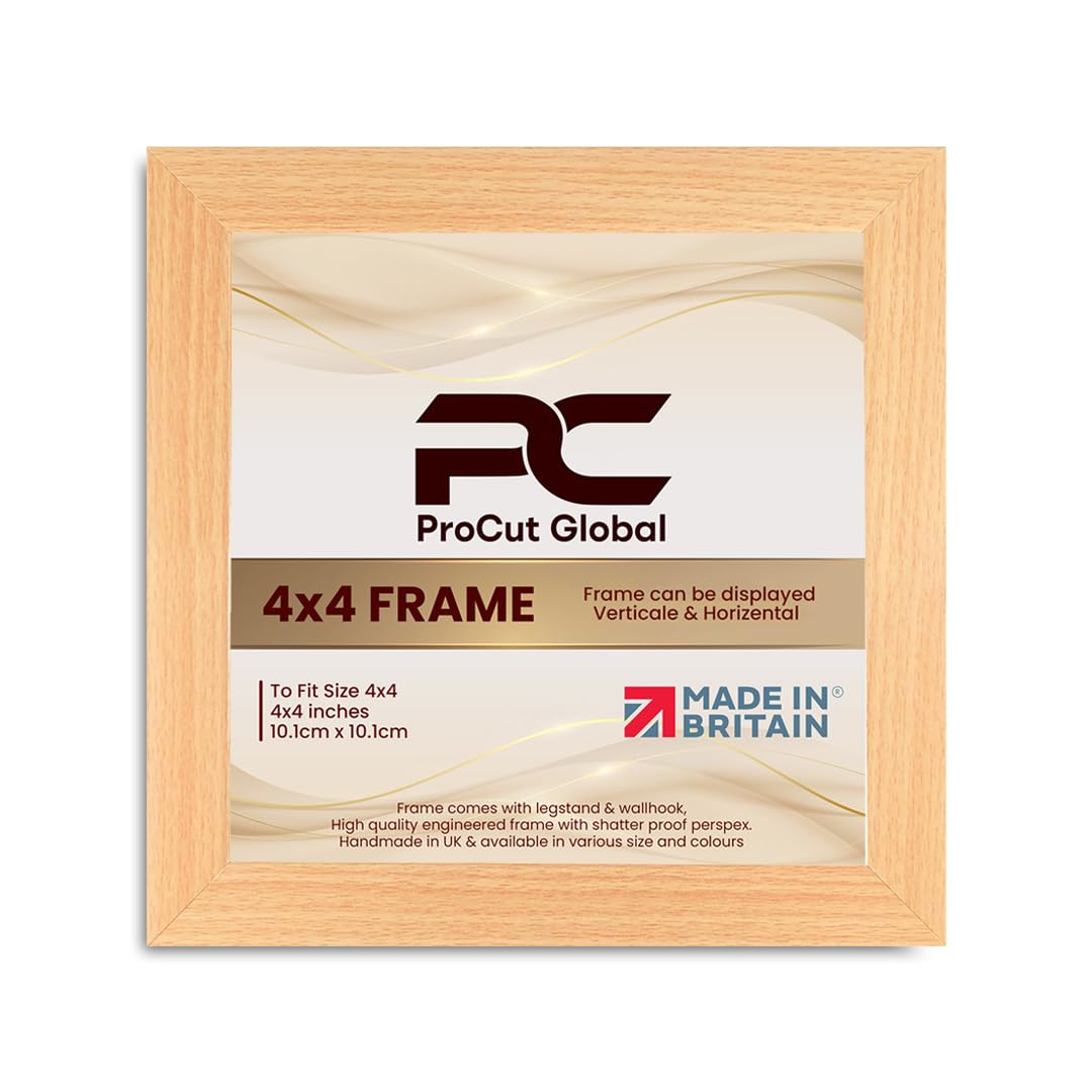 Procut Global 4X4 Country Pine Picture Frames - Modern Wooden Photo Frame with Shatterproof Perspex for Wall or Tabletop - Perfect for Posters, Certificates, Prints - Sizes & Colors Available